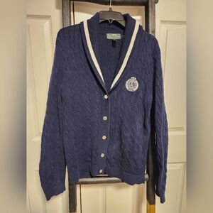 Ralph Lauren Navy Cable Knit Cardigan